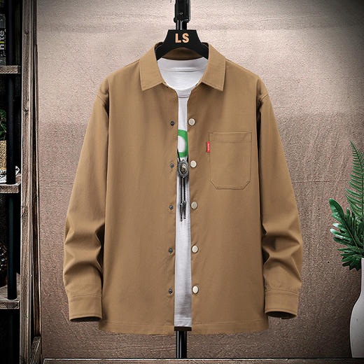 搭配【新款DXC】大依优型大码翻领衬衫外套夹克加肥加大胖子上衣男士外套肥佬男装 商品图1