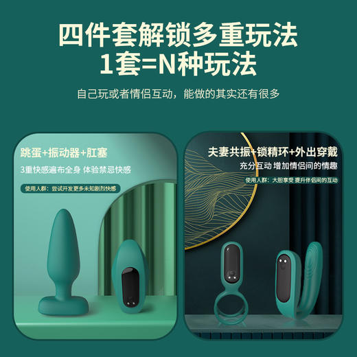 斯汉德情趣四件套夫妻共用外出肛塞穿戴男用锁精环情趣套装 商品图3