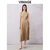 VIMAGE纬漫纪夏季新款时尚无袖百搭显瘦露腰百褶连衣裙V2107738 商品缩略图4