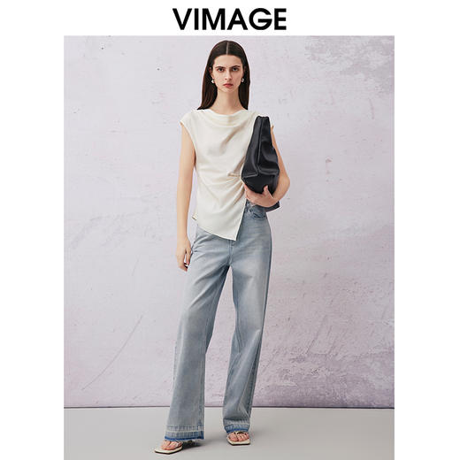 VIMAGE纬漫纪夏季新款设计感小众修身显瘦小上衣V2113725 商品图1