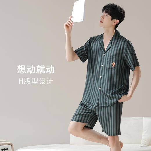 【凉感丝滑冰雪丝】自然醒夏日清晨冰雪丝情侣睡衣夏季薄款仿真丝绸短袖男女可外穿家居服JLM 商品图12