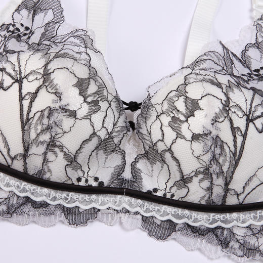 都市丽人聚拢升杯内衣女蕾丝文胸B杯适穿3/4杯超薄款速干常规内衣软钢圈三排扣YB42A7 商品图9