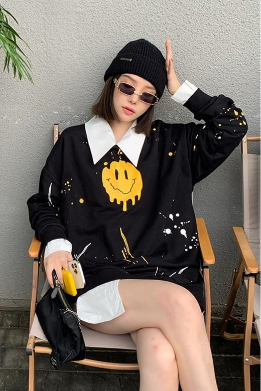 WHO KNOWS 笑脸图案圆领卫衣 14455 商品图1
