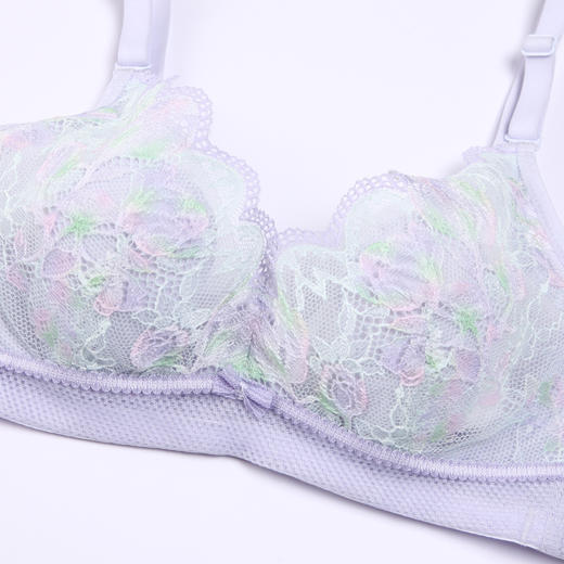 都市丽人自然舒适内衣女蕾丝文胸B杯适穿3/4杯超薄款速干软钢圈三排扣LB43C2 商品图8