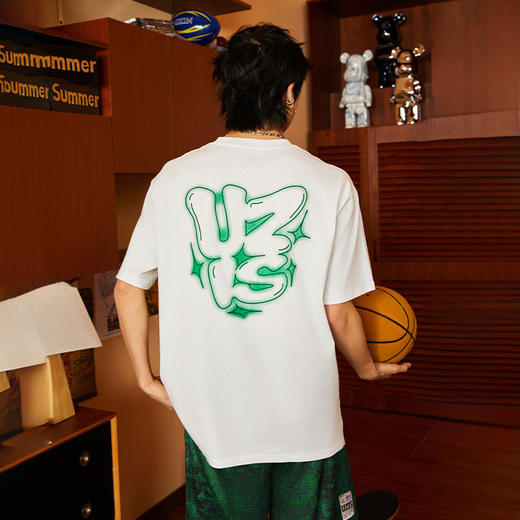 有志者UZIS 夏季篮球运动短袖男美式潮流圆领上衣休闲纯棉T恤光感 商品图1