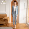 AD高级感时尚西装套装女醋酸接拼无领西服外套播音艺考主持人正装 商品缩略图1