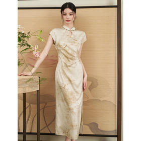 西遇新中式旗袍裙女新款复古水滴领晕染提花古风连衣裙11531693