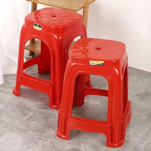 加厚塑高脚料凳子 1张 47cm红色喜庆椅子塑胶方凳大排档胶凳红凳子大凳子 商品图1