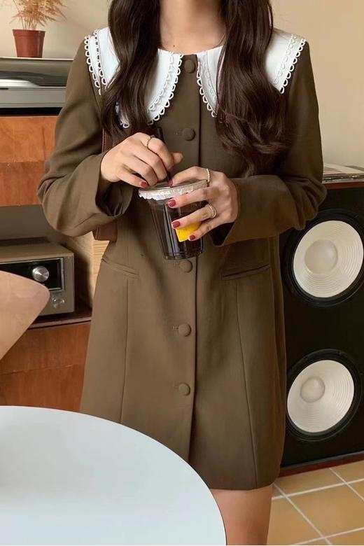 Stay2Weeks 咖啡撞色彼得潘领连衣裙 14533 商品图4