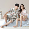 【抗菌新疆棉】自然醒甜蜜周末棉质条纹夏季睡衣情侣A类纯棉家居服男女士凉感短袖开衫款套装JLM 商品缩略图4
