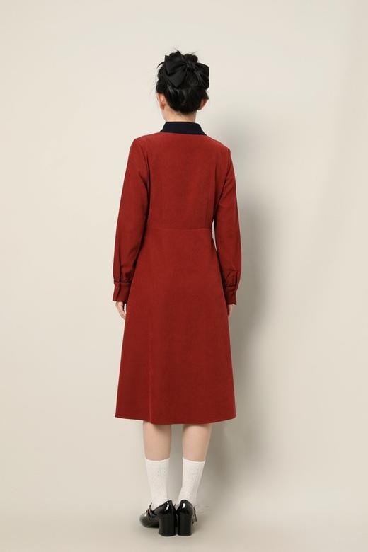 Le Malene 红色精致翻领领结收腰连衣裙 17556 商品图2