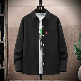搭配【新款DXC】大依优型大码翻领衬衫外套夹克加肥加大胖子上衣男士外套肥佬男装