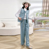 春款短款内搭衬衫+时髦外搭马甲+宽松休闲阔腿裤三件套QYM-XQD-70A2426-L 商品缩略图2