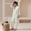 【凉感丝滑冰雪丝】自然醒竹叶笙笙春夏季新款中国风长袍睡衣女士凉感小翻领丝滑家居服睡袍套装JLM 商品缩略图4