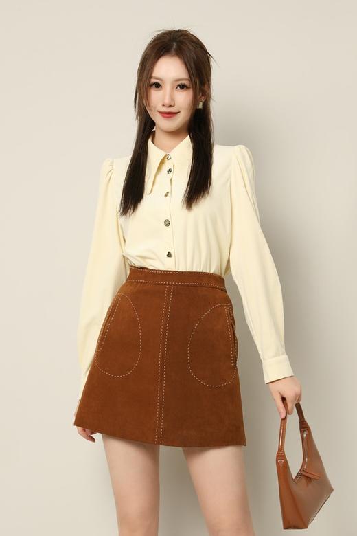 Le Malene 设计感灯芯绒复古翻领上衣 17509 商品图0