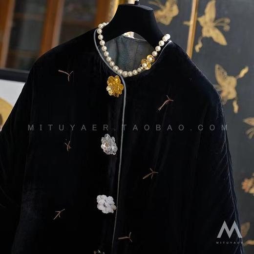 祥云滚边袖丝绒夹棉国风外套棉服 商品图9