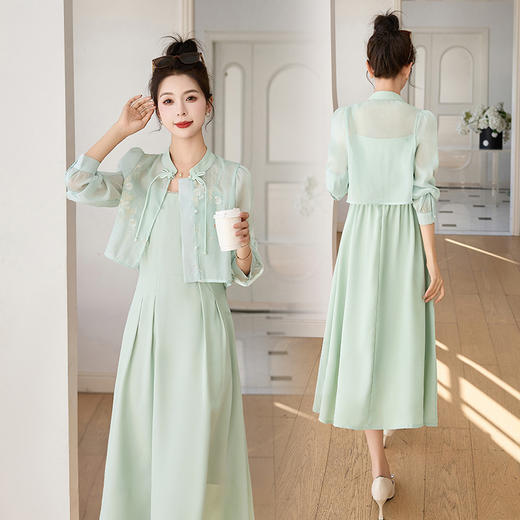 新中式套裙2024年春季新款时尚气质显瘦两件套连衣裙MX862 商品图2