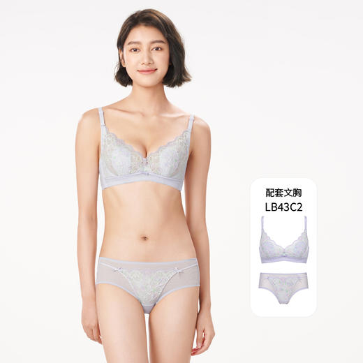 都市丽人薄透丝滑内裤女蕾丝+网布女士内裤平角内裤LP41C5 商品图8