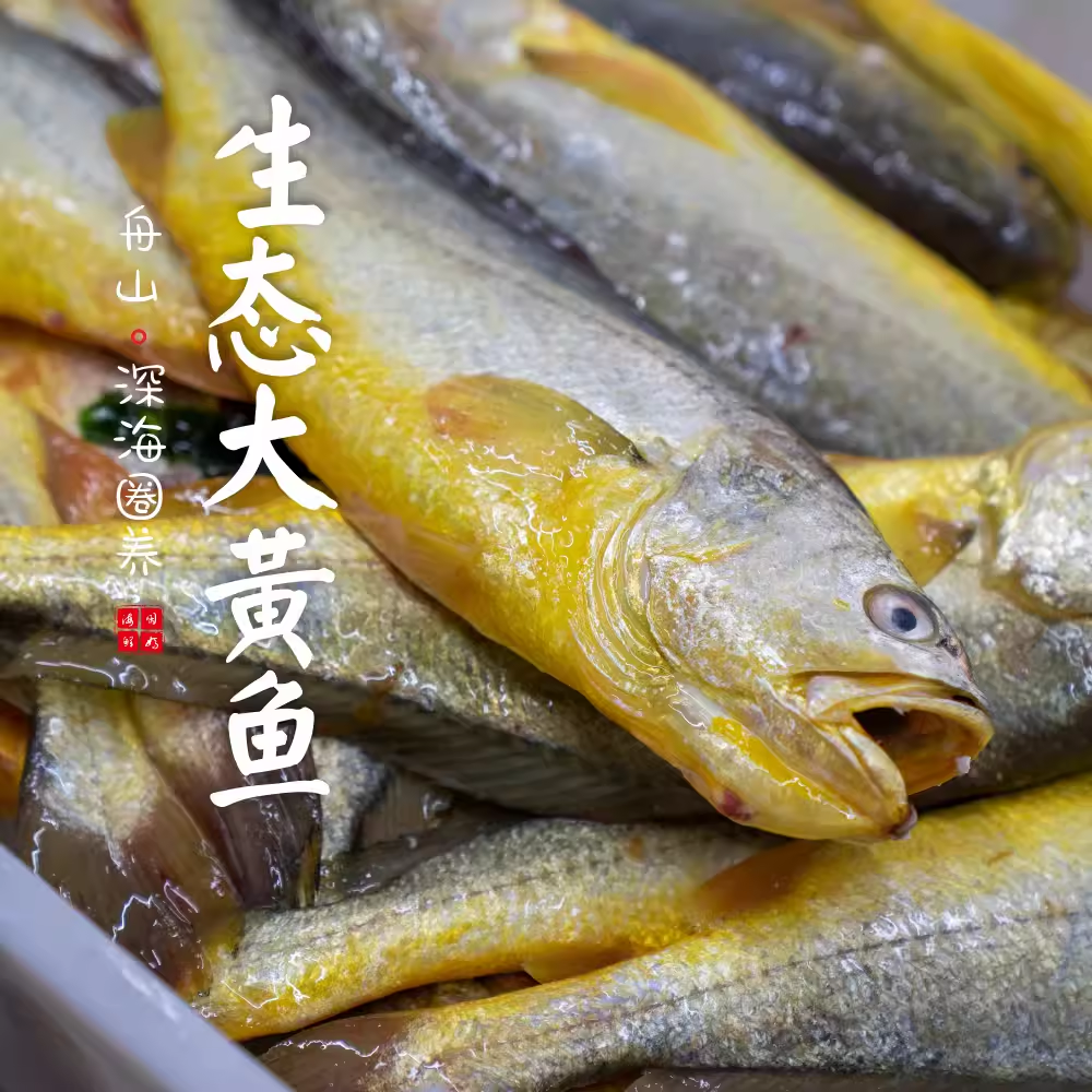 闹妈海鲜】[热气]舟山东极岛生态大黄鱼 9两-1斤之间/条