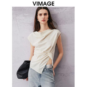 VIMAGE纬漫纪夏季新款设计感小众修身显瘦小上衣V2113725