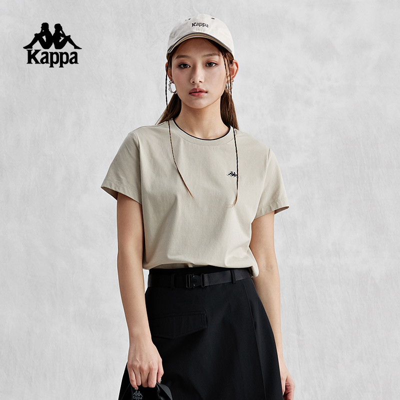 Kappa卡帕复古运动短袖2024新款女简约休闲T恤夏季半袖K0E42TD02