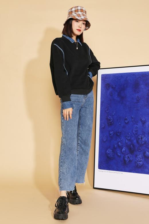 WHO KNOWS 牛仔拼接领假两件式卫衣 14539 商品图2