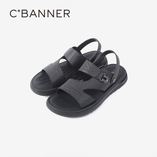 千百度男士沙滩户外凉鞋年夏季商场同款真皮拖鞋休闲凉鞋A24312607 商品图4