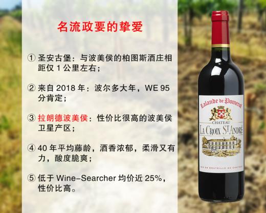 【现货促销，仅限19瓶】【距柏图斯仅1公里】名流政要挚爱的波尔多右岸名庄：圣安古堡拉朗德波美侯正牌干红（2018年） 商品图0