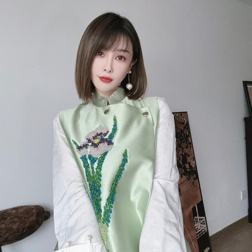 PIANAI冷小姐#郁金香绣珠背心新新中式马甲 商品图1