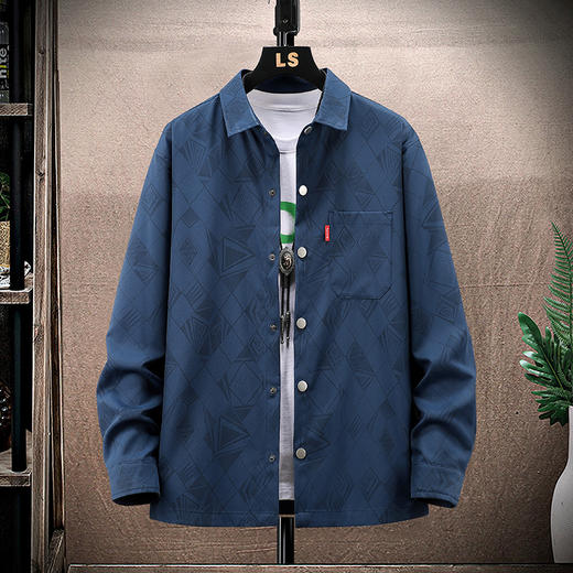 【新款DXC】大依优型大码翻领衬衫外套夹克加肥加大胖子上衣男士外套肥佬男装 商品图1