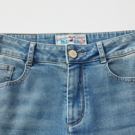 谜底大喇叭裤女2024年夏新品复古高腰修身绣花牛仔长裤242MK0516 商品图3