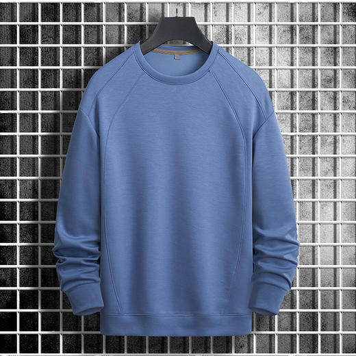 【超大码350斤】【新款DSK】大依优型大码纯色净版长袖卫衣加肥加大肥佬休闲宽松透气上衣打底男士胖子 商品图2