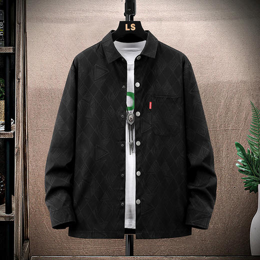 【新款DXC】大依优型大码翻领衬衫外套夹克加肥加大胖子上衣男士外套肥佬男装 商品图2