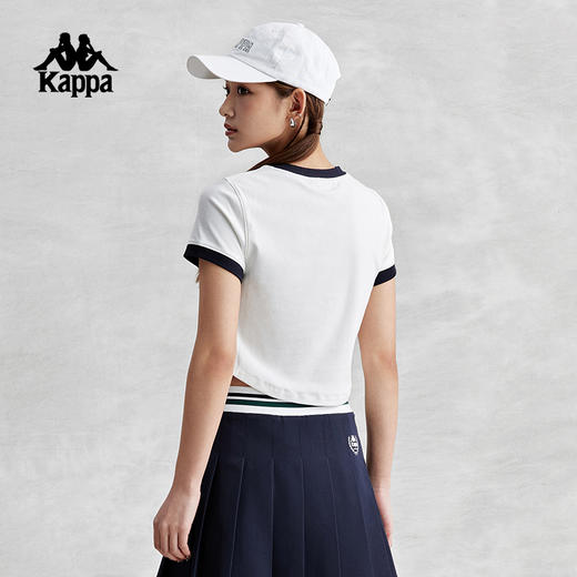 Kappa卡帕复古短袖2024新款女短款休闲T恤字母半袖夏K0E42TD22 商品图3