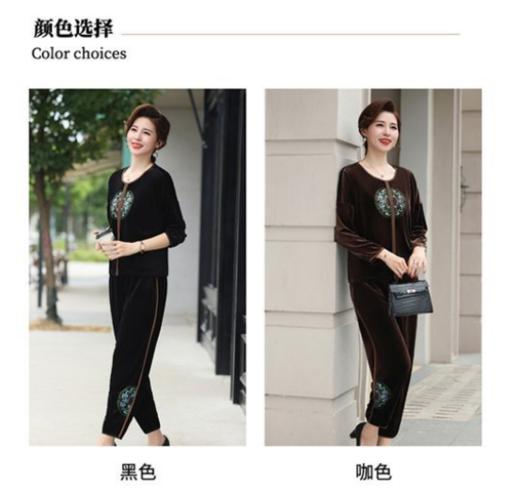 🍑【简牧羊国风金丝绒春秋休闲妈妈装】🌿1、适合春日里的穿搭，采用两件套的形式，💕对于中年妈妈来说更加方便快捷、百搭、舒适！ 商品图1