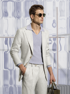 Stylbiella 法国亚麻300克重浅灰色全麻衬套装