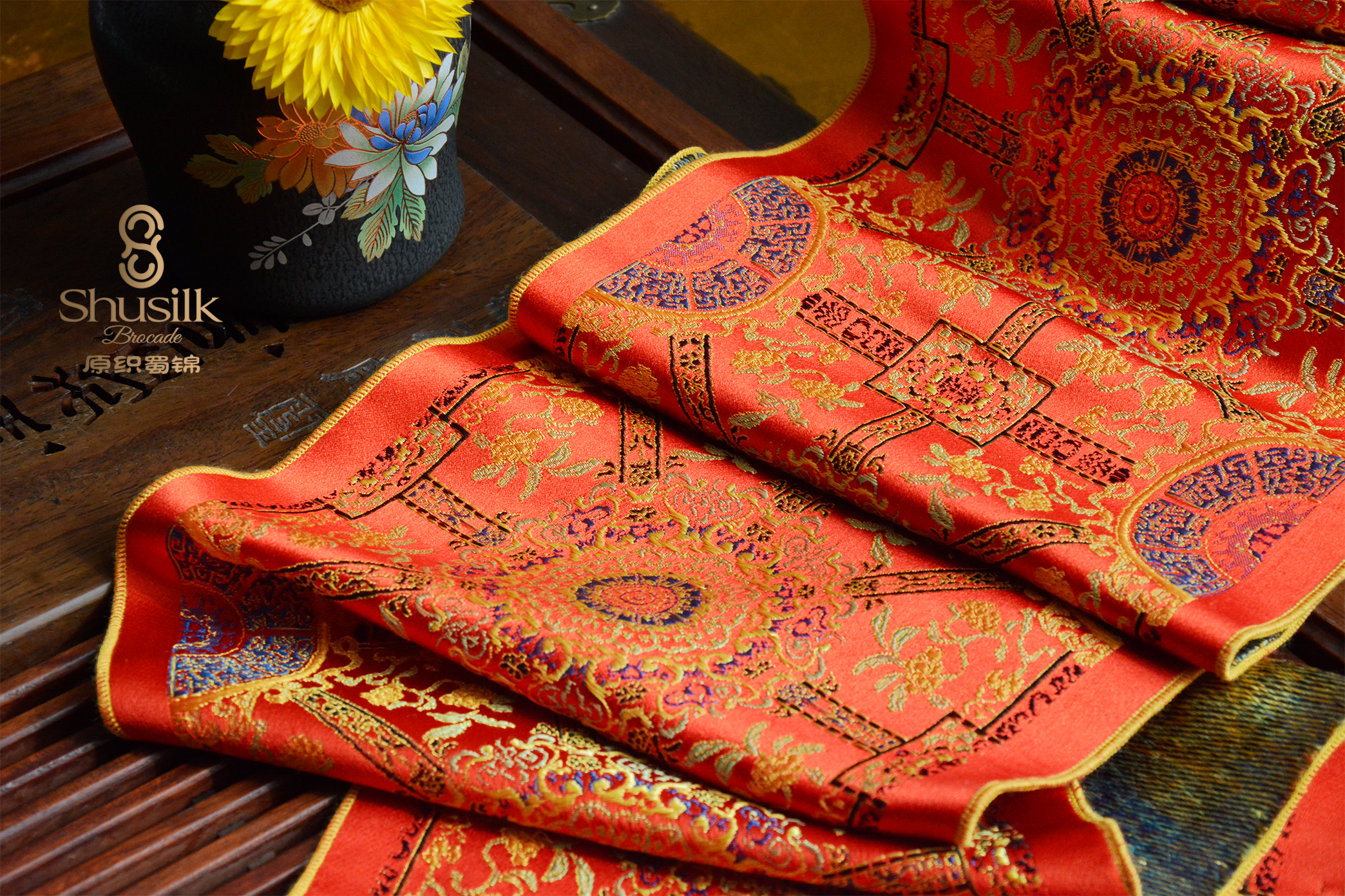 “金花八达运”蜀锦围巾