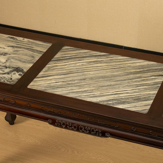 清 红木三镶云石云纹三弯腿画桌 商品图2