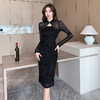 HT-5856新中式国风秋季气质高端复古性感蕾丝长袖改良旗袍连衣裙 商品缩略图1