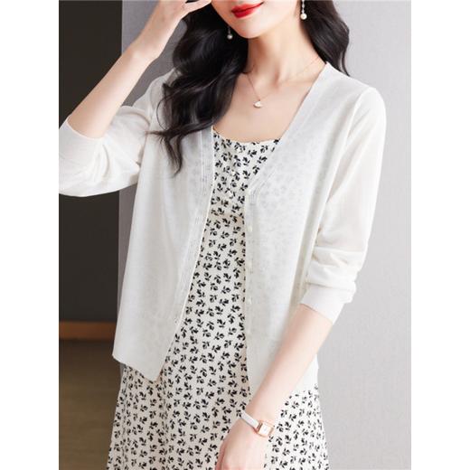 CC17-2823蓝色短款冰丝针织防晒开衫女薄款夏季吊带裙外搭空调罩衫薄纱外套 商品图1