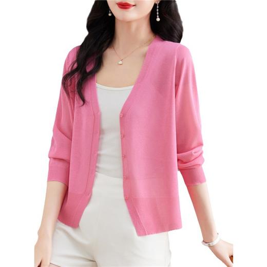 CC17-2823蓝色短款冰丝针织防晒开衫女薄款夏季吊带裙外搭空调罩衫薄纱外套 商品图4