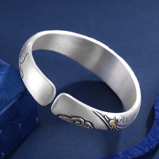 子佩集S999银【吉祥如意】手镯【YS018】带金色嵌真金2403 商品图4