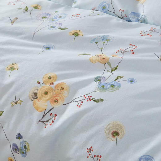 恒源祥全棉四件套床单被套枕套21支竹节棉床上套件紫薇1.5米床200*230cm 商品图6