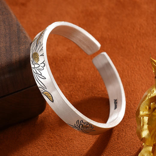 子佩集S999银【梦里幽昙】手镯【YS016】带金色2403 商品图4