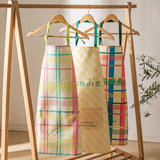 摩登主妇原创格纹围裙厨房家用2023款高颜值女防水防油污做饭罩衣 商品图4