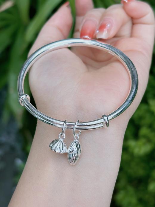 【十周年】爆款两世欢坠子999.9足银手镯成人款 送洗银水 商品图5