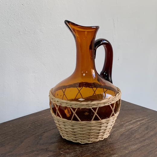 西班牙产藤编琥珀玻璃水罐/花瓶 商品图0