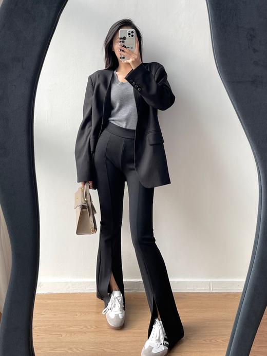 黑色休闲裤高腰显瘦垂感西装裤 新款秋冬女裤休闲直筒西裤 ASM125244 商品图0