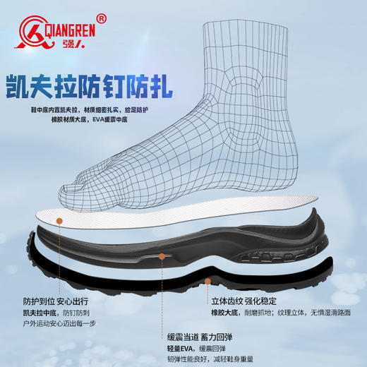 强人3515新款春夏季登山男鞋徒步户外运动鞋男士跑步鞋厚底工装鞋 商品图7