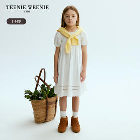 TeenieWeenie Kids小熊童装春夏女童全棉法式泡泡袖连衣裙TKOW246461N